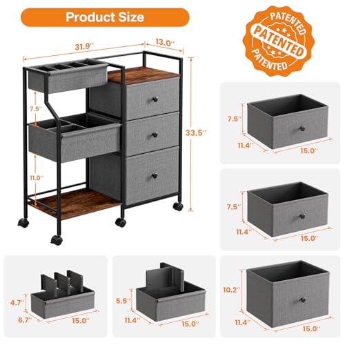 Baby Diaper Caddy Organizer Rolling Cart with Dividers and Drawers (211.6438 Ounce)