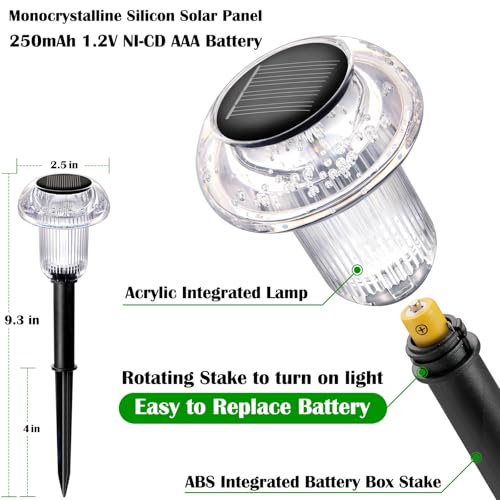 8 Pack Solar Garden Lights Outdoor Waterproof 3000K Warm White LED (8 Count)