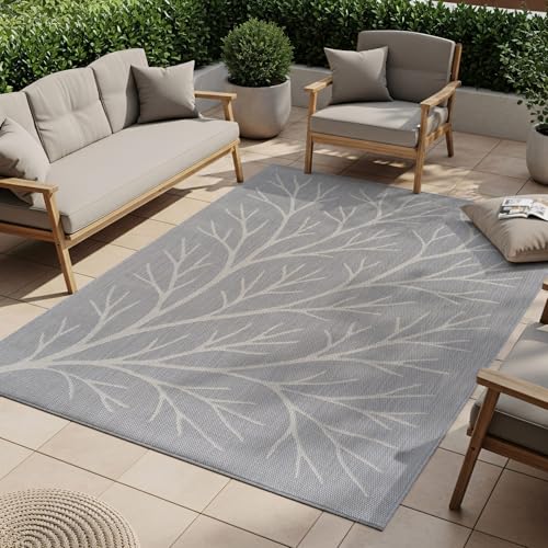 Washable Indoor Outdoor Rug 10x14 Modern Area Rugs Branch Pattern Non Shedding Waterproof Easy Clean Patio Deck Porch Living Room Bedroom Garden RV (140 Sq Ft)