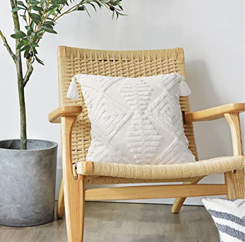 Boho Throw Pillow Covers 20x20 Tufted Tassels for Sofa Off