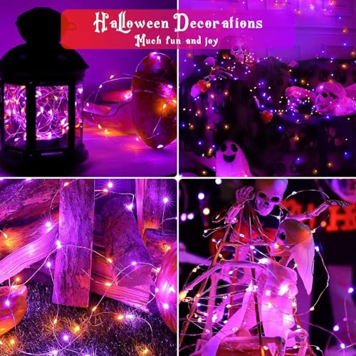 Halloween String Lights 4 Pack Fairy Lights Battery Operated Orang Purple (4 Count)
