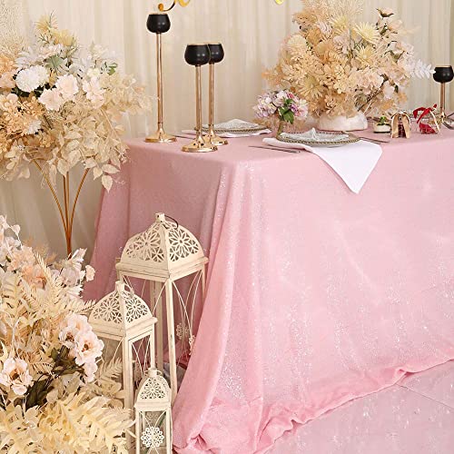 Sequin Tablecloth 90x132 Inch Pink for Birthday Wedding Party