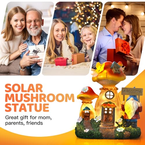 Solar Garden Statue Lights Mushroom Fairy House Figurine