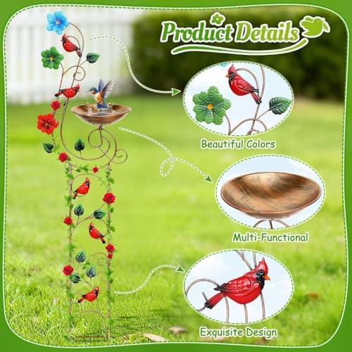 Metal Bird Bath with Trellis for Outside