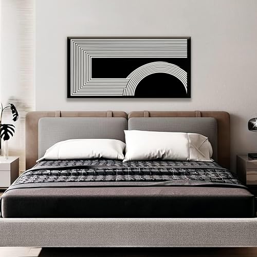 Abstract Wall Art Modern Canvas Art Wall Decor Minimalist Wall Art Geometric Line Canvas Artwork Print Paintings Black And White Wall Art Modern Picture For Bedroom Art Office Home Wall Decor 20"X 40"
