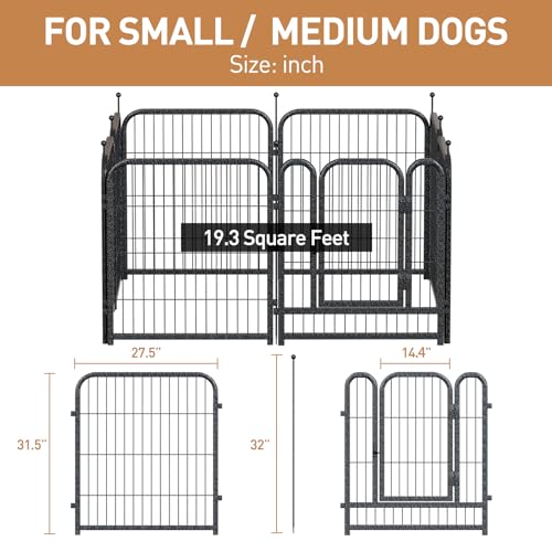 Metal Dog Playpen 32in H 8 Panels Heavy Duty Dog Fence