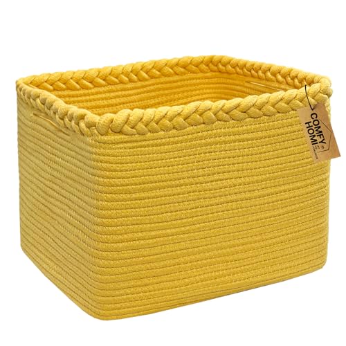 Cotton Rope Woven Basket with Handles for Shelves