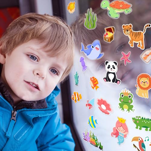 Window Clings Stickers for Kids Window Gel Clings Decals Thick Gel Clings Toddlers and Adults Classroom Home Nursery Airplane Birthday Party Supplies