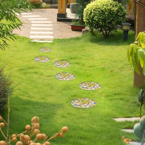 Succulent Pattern Cement Stepping Stones 0.75 * 10 * 10 Inch