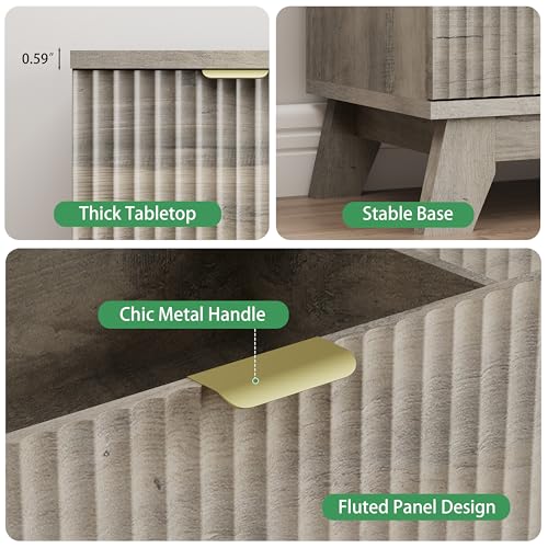 Fluted Dresser for Bedroom with 6 Drawers