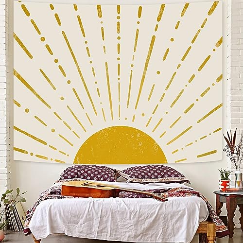 Gold Boho Burning Sun Tapestry Wall Hanging