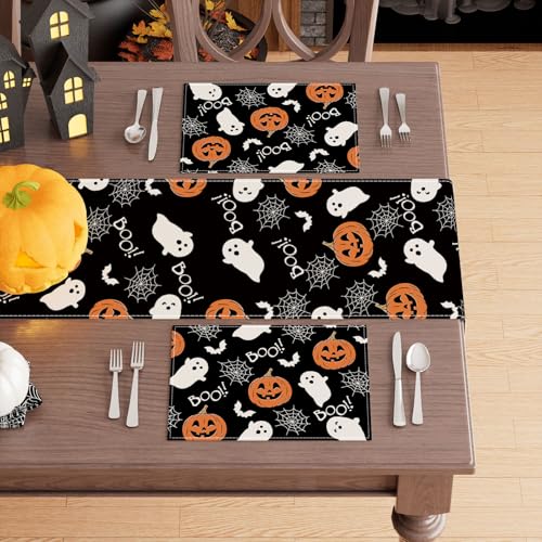 Halloween Ghost Pumpkin Placemats Set of 6 Table Decor 12x18 Inch (6 Count)