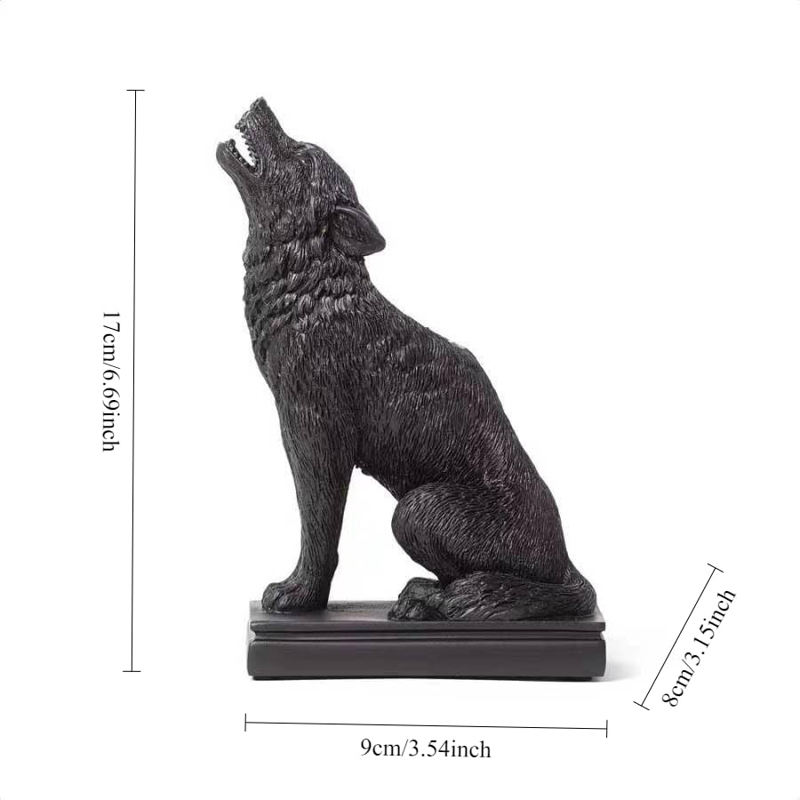Gothic Black Wolf Candle Holder Statue