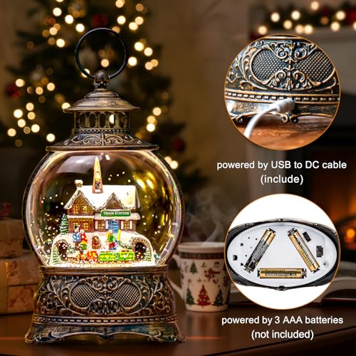 Christmas Snow Globes Christmas Water Lantern with Station Train