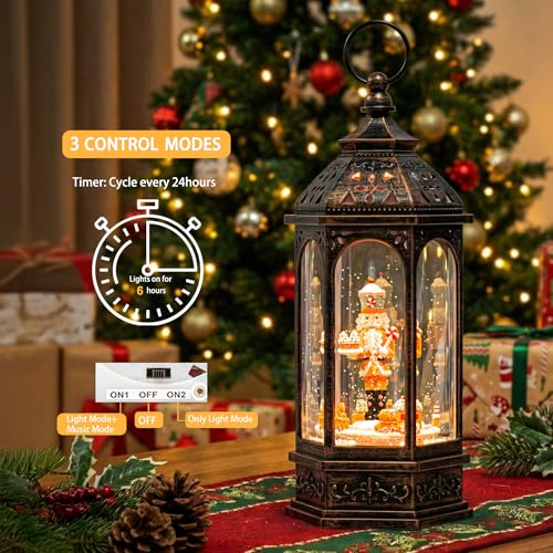 Animated Gingerbread Nutcracker with Moving Figurines Lighted Water Lantern