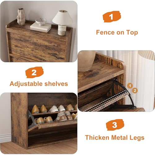Shoe Cabinet with 3 Flip Drawers