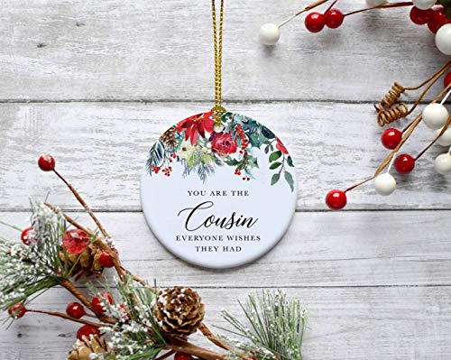 Round Ceramic Porcelain Christmas Tree Ornament Keepsake Gift for Cousins