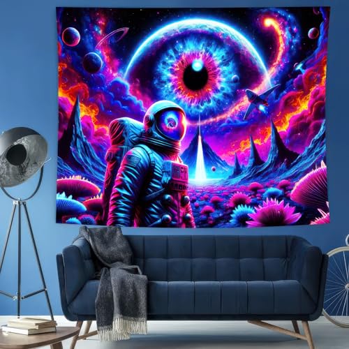 Blacklight Tapestry Astronaut Glow Backdrop 78 x 59 Inch