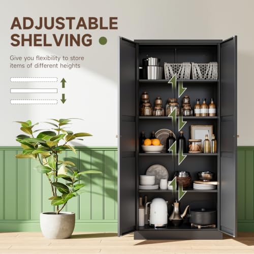 Black Storage Cabinet with Adjustable Shelves