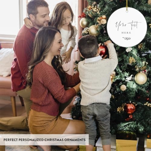 Fully Personalized Round Ceramic Porcelain Christmas Tree Ornament Keepsake Gift