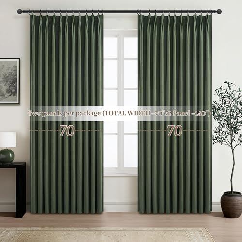 Curtains 70 Inch Length Extra Wide Pinch Pleated Black Out 84 Inch Long for Living Room (2 Count)