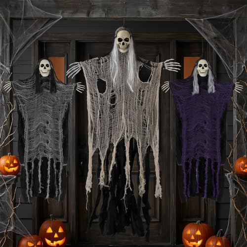 3PCS Scary Hanging Ghosts (3 Count)