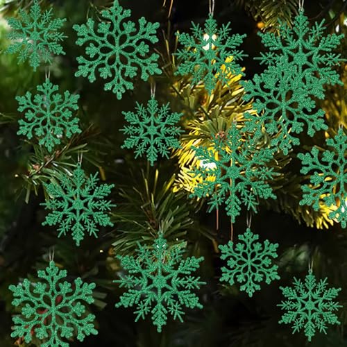 Dark Green Christmas Snowflake Ornaments (36 Count)