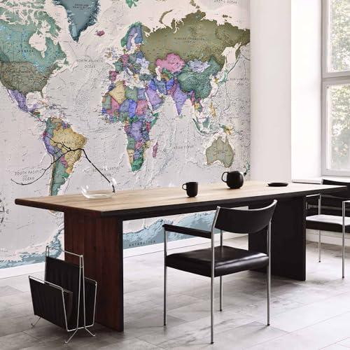 Wall Mural World Map 154x110 in (118.18 Sq Ft)