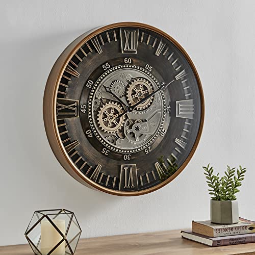 24 Inch Large Wall Clock with Moving Gears