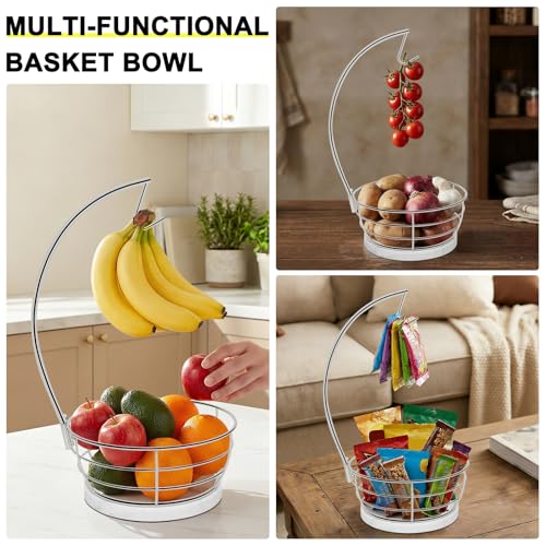 Countertop Fruit Basket Bowl with Banana Hanger