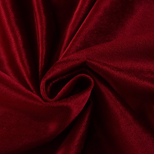 Set of 2 Velvet Flannel Room Darkening Blackout Curtains Panels Drapes Grommet 52 Wide by 108 Long Red for Living Room (2 Count)