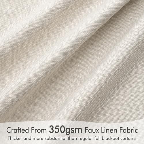 100% Blackout Back Tab Pleat Linen Curtains 50" Wx90 L (2 Count)
