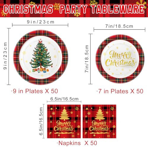 Merry Christmas Plates and Napkins Set (150 Count)