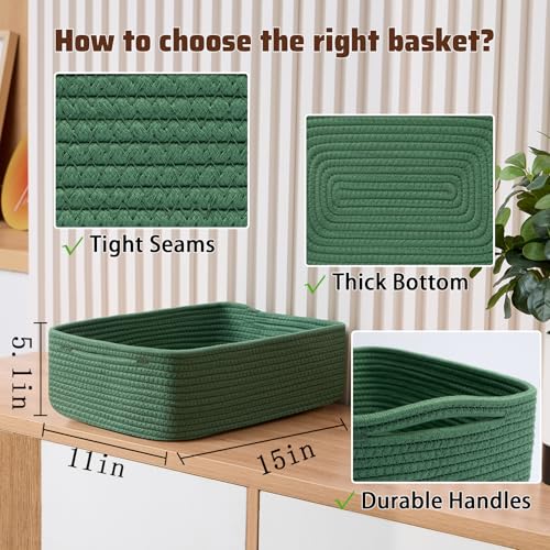 Large Shallow Organizing Baskets 15x11x5.1 Inches (3 Count)