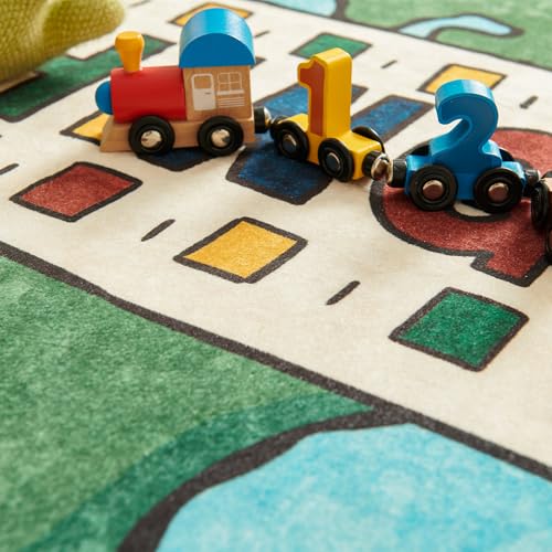 4ft Round Rug Washable Fun Rug You are Worthy Playroom Mat for Kids (12.57 Sq Ft)