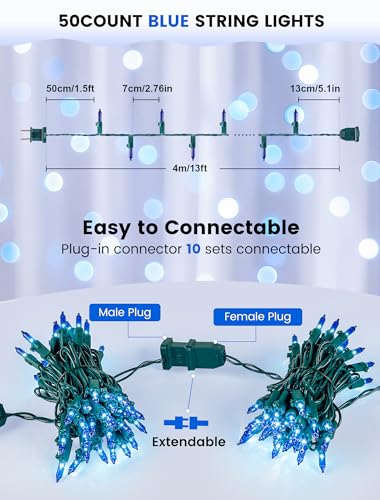 Blue Christmas Lights (13 Foot)