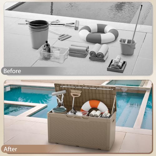100 Gallon Deck Box Waterproof Outdoor Storage Box with Cushion