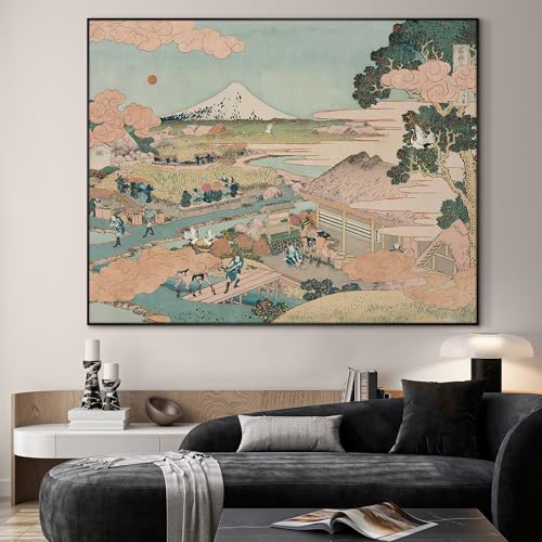 46"x60" Extra Large Framed Wall Art Japanese Ukiyo