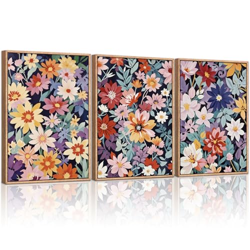 Boho Floral Framed Canvas Wall Art