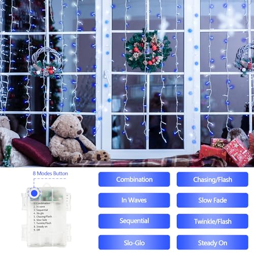 2 Pack 200 LED Battery Operated String Lights