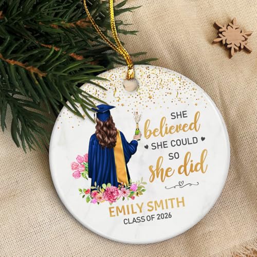 Personalized Graduation Christmas Ornament Class of 2024 Graduate Ceramic Ornaments Graduation Keepsake Gifts Xmas Tree Decorations