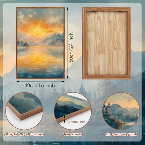 KAlRNE Sunset Mountain Canvas Wall Art