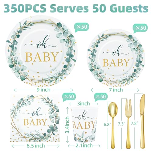 350 Pcs Sage Green Baby Shower Decorations