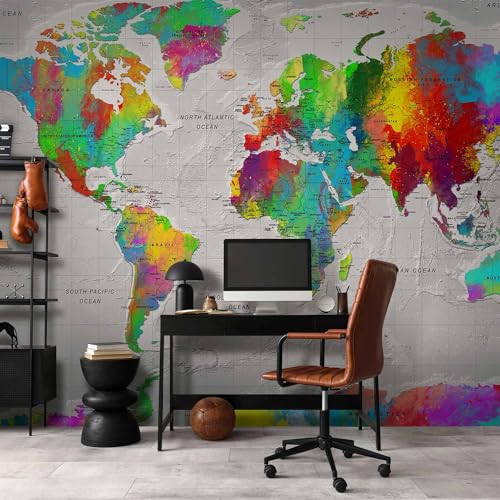 Wall Mural World Map 177x124 in (152.63 Sq Ft)
