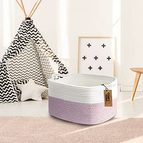 Cotton Rope Woven Basket with Handles for Shelves