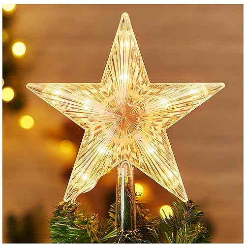 Christmas Tree Topper Lighted Star with Built