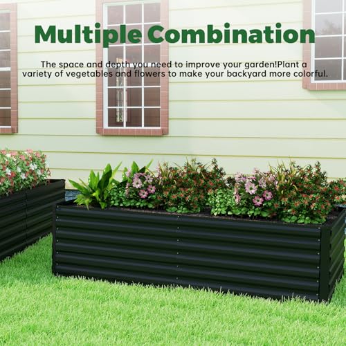 8x4x2ft Outdoor Metal Raised Garden Bed
