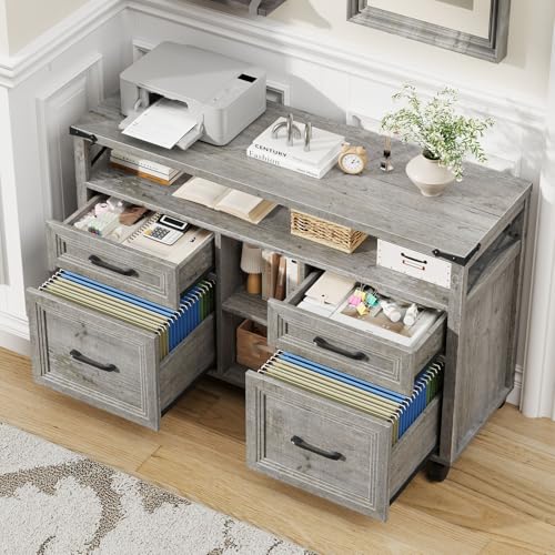 Farmhouse Filing Cabinet with Adjustable Shelf & Wheels