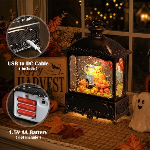 Fall Snow Globe Lantern Pumpkin Truck Maple Leaf Fall Decor