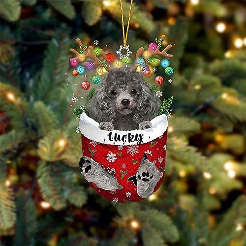 Silver Miniature Poodle Dog Christmas Ornament